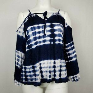 Fashion to Figure Womens Top Tie Dye Blue COld Shoulder Size 2X NWT